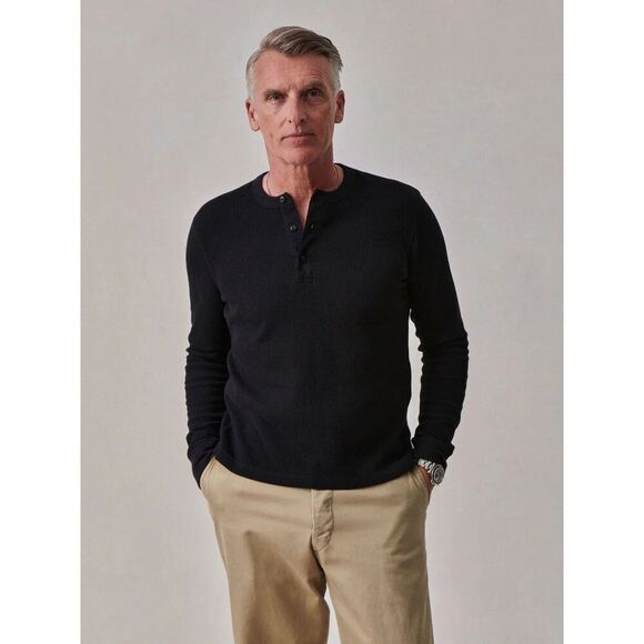 Buck Mason Other - Buck Mason Men’s Black Vintage Long Sleeved Thermal Henley French Rib Cotton